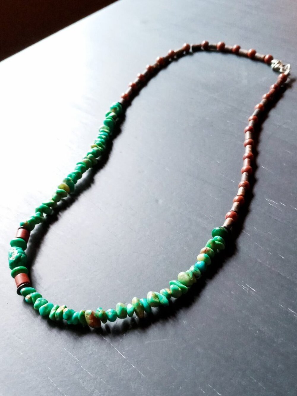 Genuine Southwestern Native American Turquoise & Red Coral Bead Necklace - Picture 13 of 14